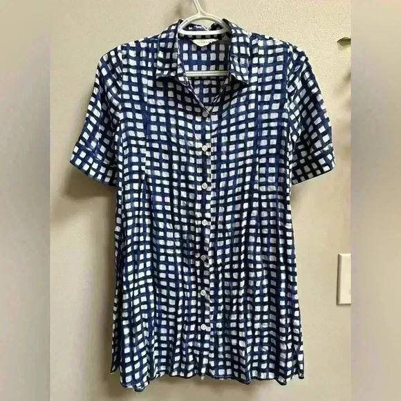 Like new Anthropologie 11.1 Tylho Adanne Checkered Plaid Button Down Shirt Tunic - Picture 2 of 9